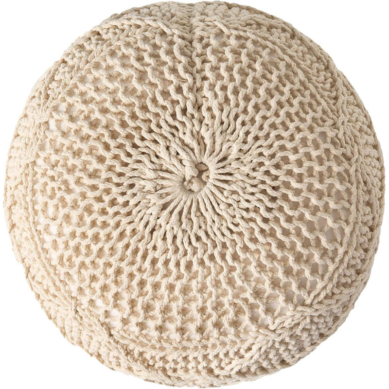 Pouf rond en laine 20 x 20, Ivoire ivoire