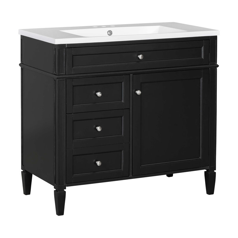Meuble-lavabo 36 po avec lavabo supérieur, Noir