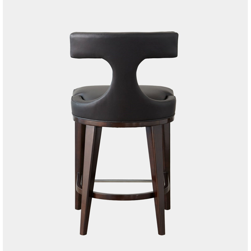 Anvil Back Counter Stool, Black Leather