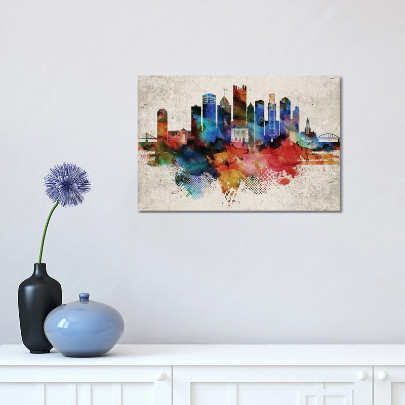 Pittsburgh Abstract - Graphic Art, Wrapped Canvas, No Matte, 12'' H x 18'' W x 1.5'' D