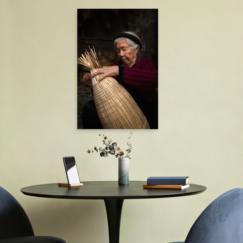 Elderly Artisan Weaving Traditional Bamboo Wall Art Print 1 Piece Wrapped Canvas Wall Art, 60.96cm H x 40.64cm W
