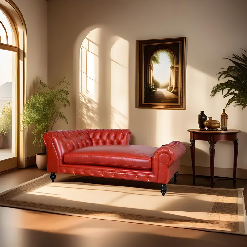 Méridienne moderne, confortable et tendance, Rouge, Orienté à gauche (vu de face), Noir, noir, noir, noir