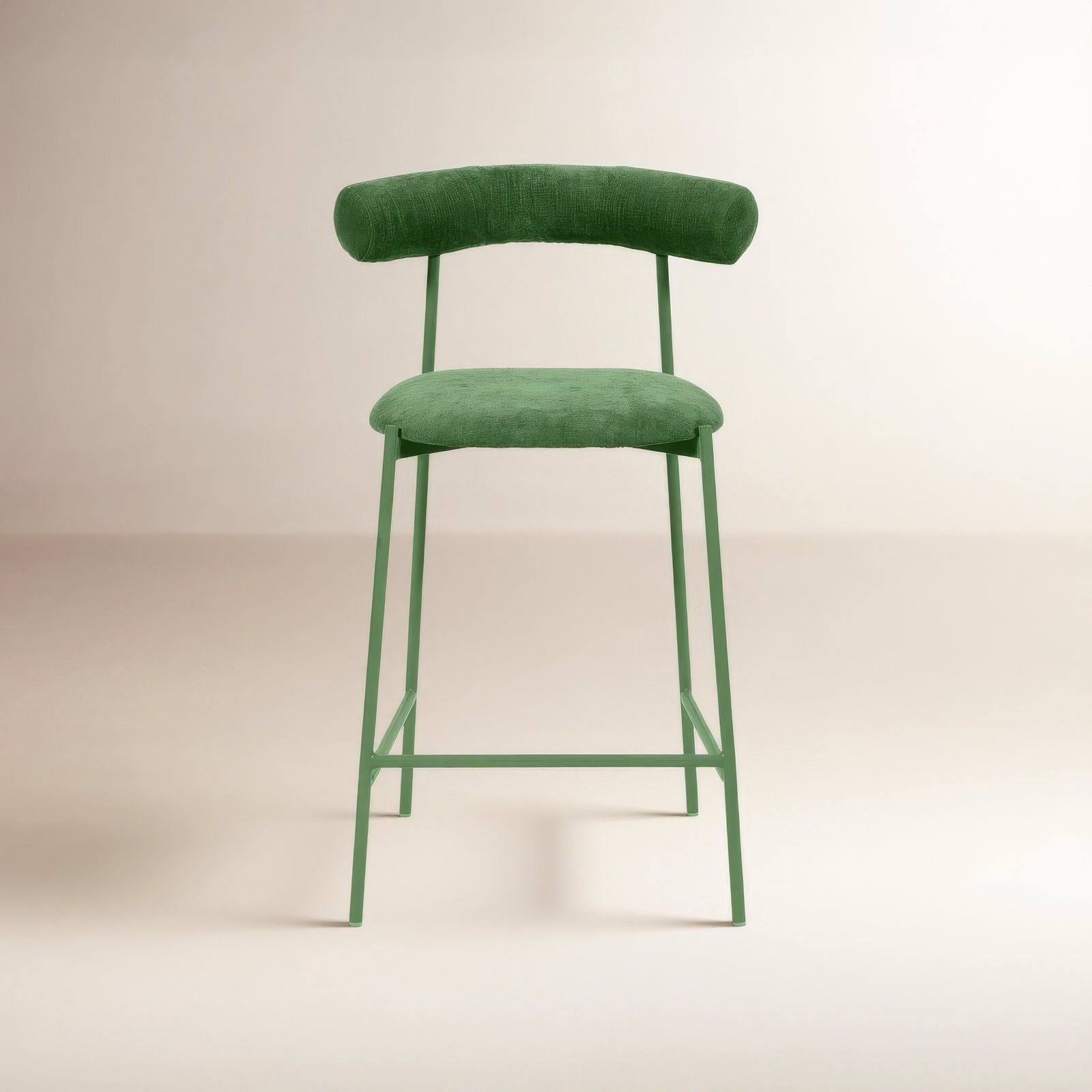 Geraldina Velvet Bar & Counter Stool, Counter Stool (25.4” Seat Height), Forest Green