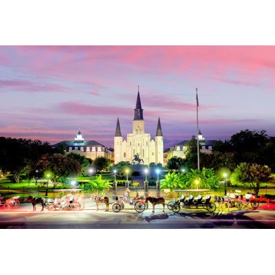 Saint Louis Cathedral and Jackson Square 1 Piece Wrapped Canvas Wall Art