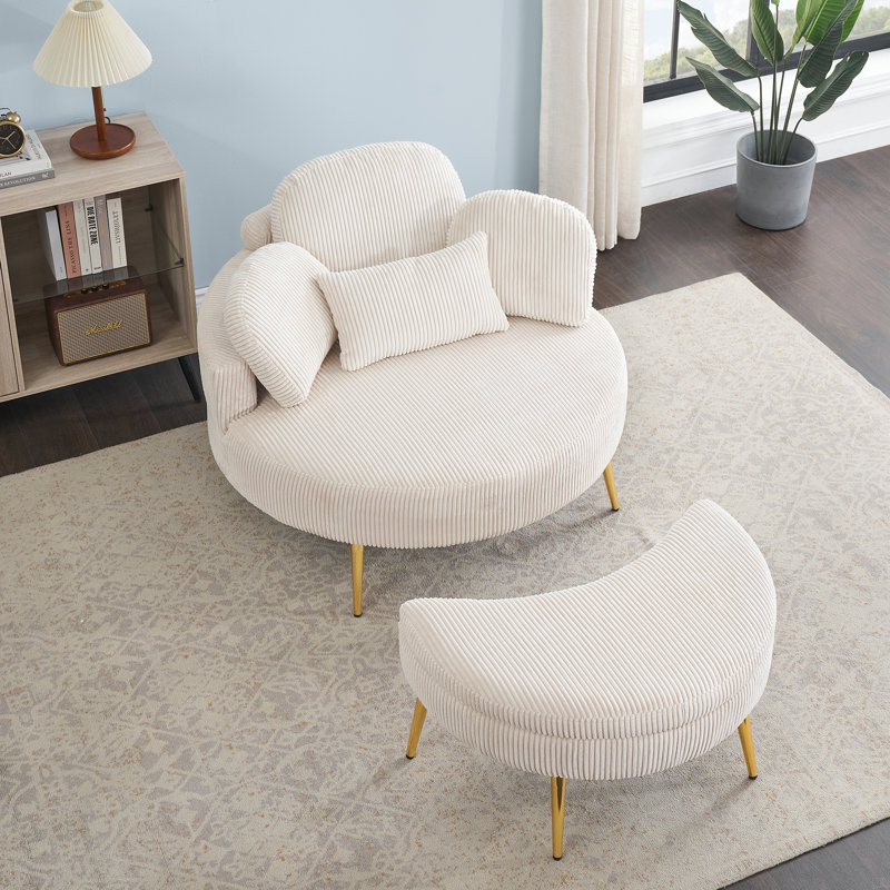 Petit siège confortable de 61 pouces avec petite table de bout et siège confortable, Beige