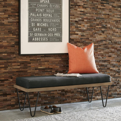 Banc rembourré bleu foncé et noir
