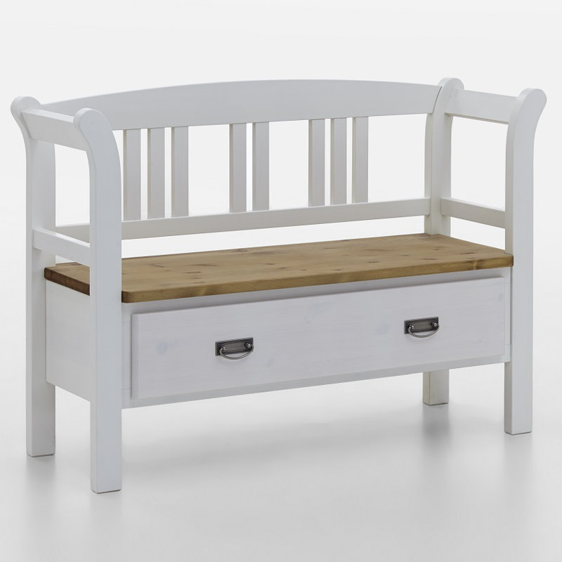 Polebridge Solid Wood Storage Bench, White/Leach-coloured