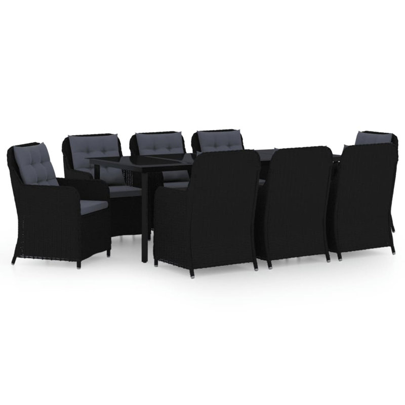 8 - Person Wicker Patio Dining Set with Rectangular Table , Cushions Included, Gray