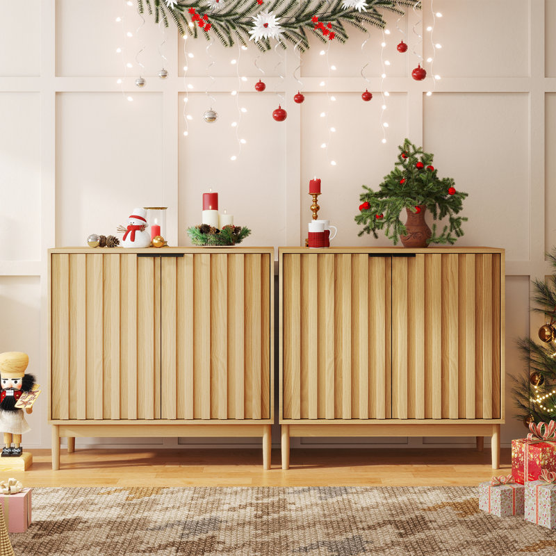 31"Sideboard with Adjustable Shelves(Set of 2), Brown