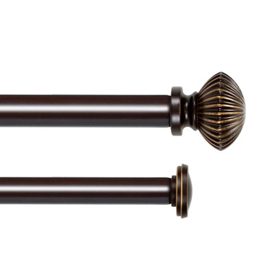 5/8" Double Curtain Rod With Bateau Finials