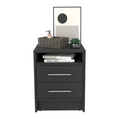 Table de chevet H 23,6 po, avec 2 tiroirs et 1 tablette, décoration intérieure moderne