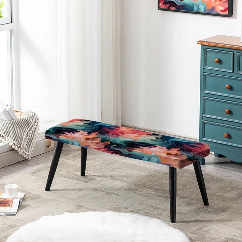 Corail Illusion - motif tropical - banc rembourré noir Tropical