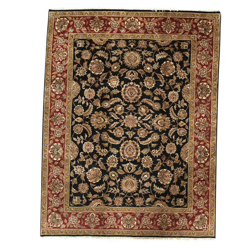 Tapis noir / rouge / brun noué à la main de haute qualité