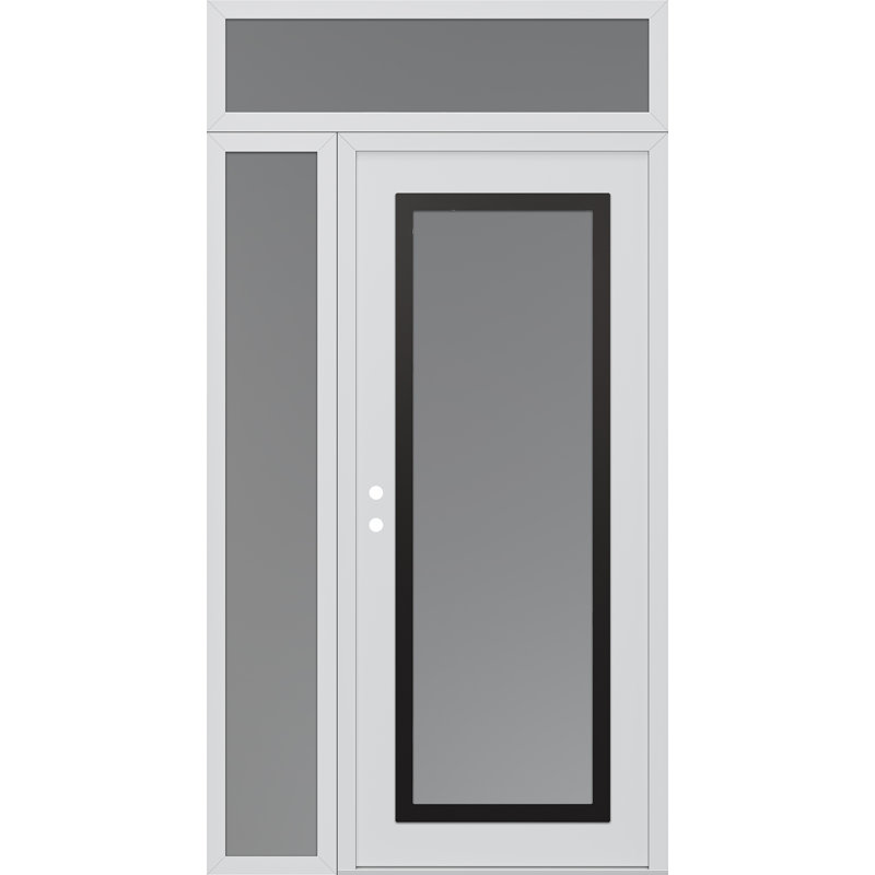 Panneau d'entrée en acier noir avec panneau latéral blanc et blanc, Oui, L 53,25 po x H 95,69 po, Gelé