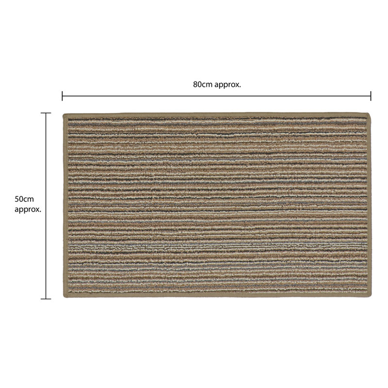 Non-Slip Striped Indoor Doormat, Beige, Rectangle W50 x L80 cm
