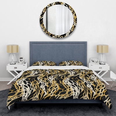 Ensemble de housse de couette abstrait orange et noir Classic Elegance Adventure I - microfibre de polyester