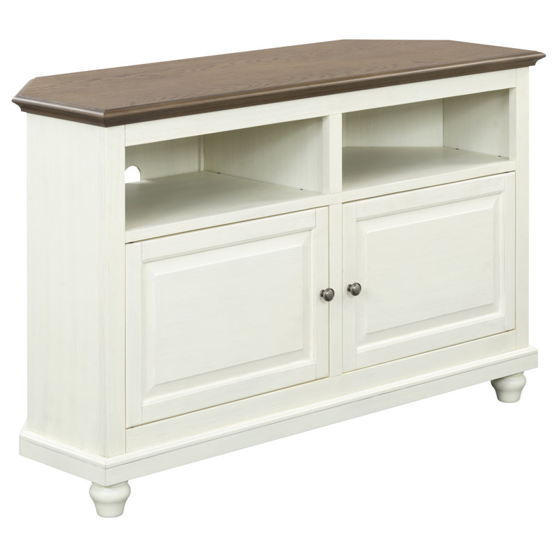 Willoe 50" Corner TV Stand, White, 32.5"H x 50"L x 18"W