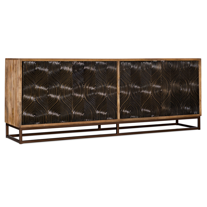 Transitional Beige and Brown Mango Wood Entertainment Console
