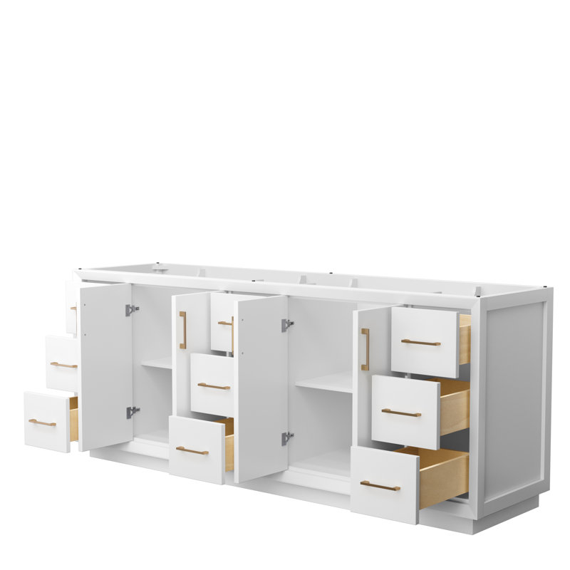 Strada 83.25'' Double Bathroom Vanity Base Only, White/Brown
