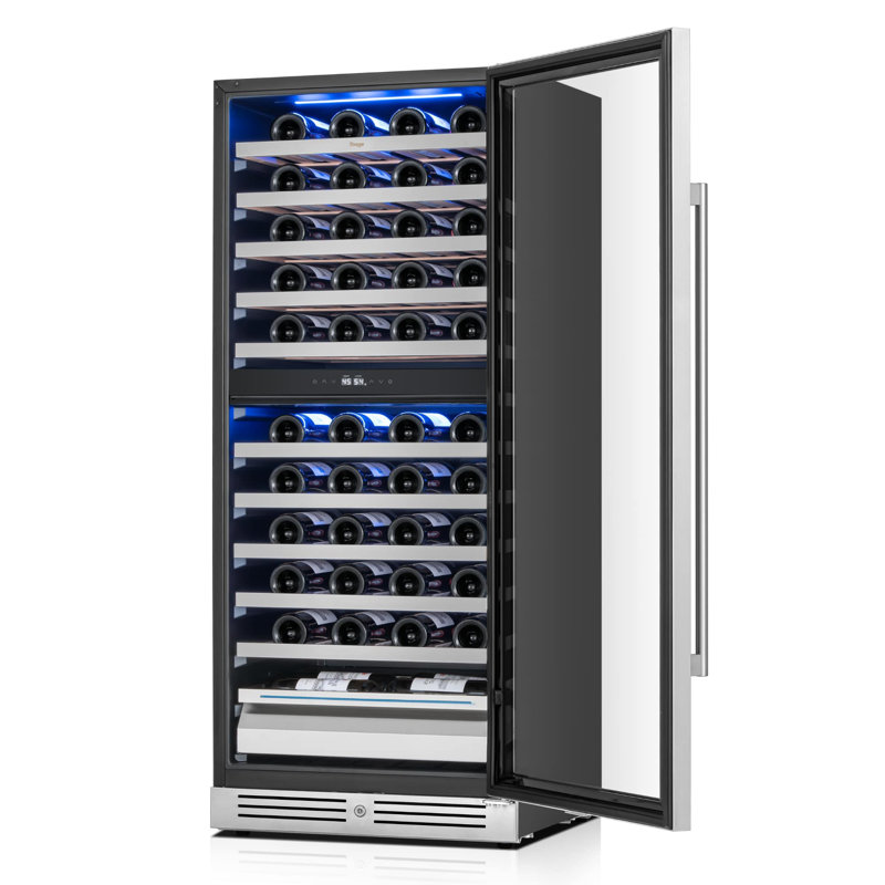 Yeego Dual Zone 23.4" 89 Bottle Wine Refrigerator Freestanding/Build-in Wine Cooler, Left Handed