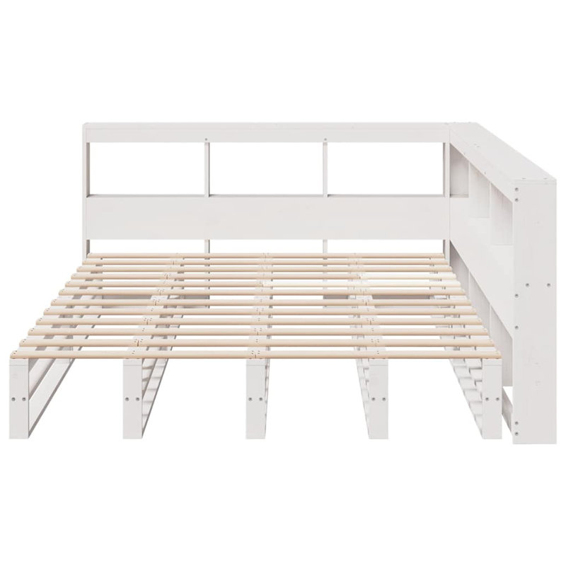 Solid Wood Storage Bed, European Double (140 x 200 cm), White