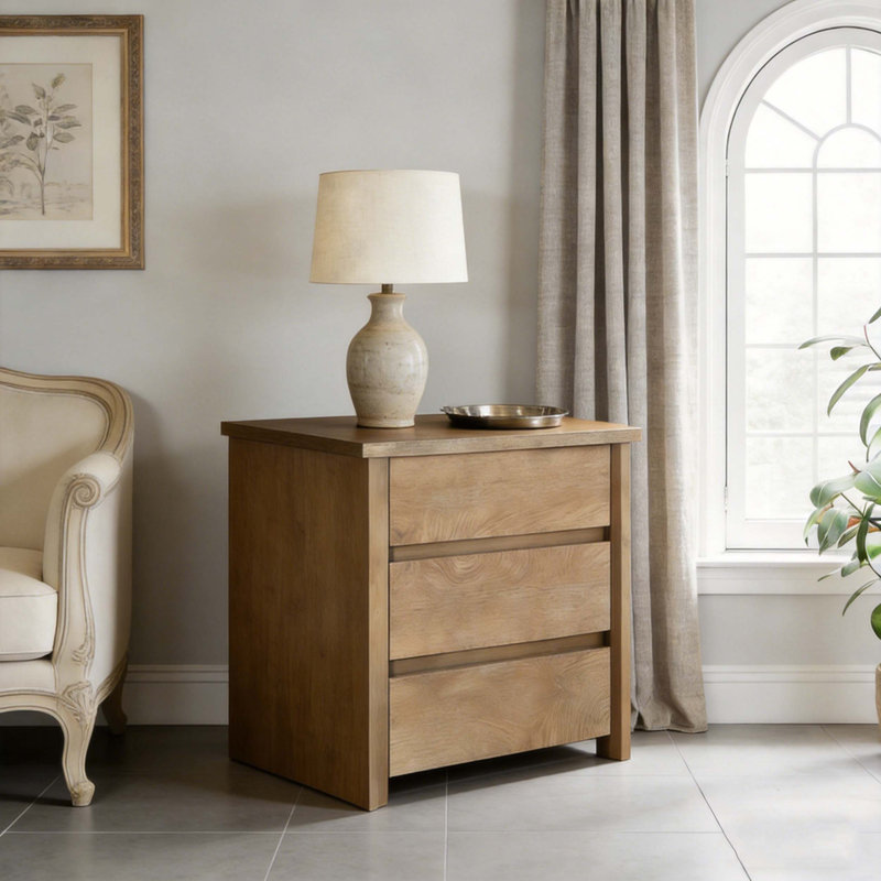 Table de chevet avec 3 tiroirs de rangement Farmhouse