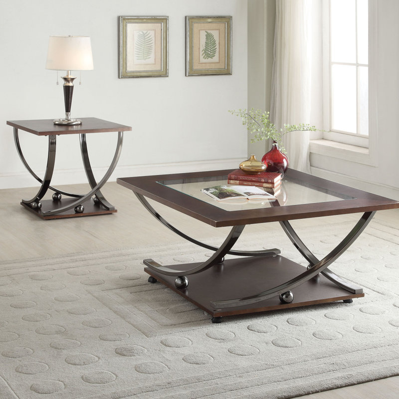 Table de bout en nickel noir avec tablette inférieure