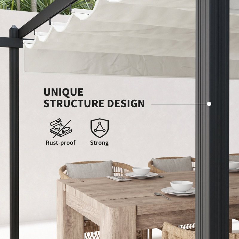 13' x 13' Retractable Pergola Canopy with Stronger Aluminum Frame, Outdoor Pergola Sun Shade Shelter for Garden, Patio, Backyard, Deck