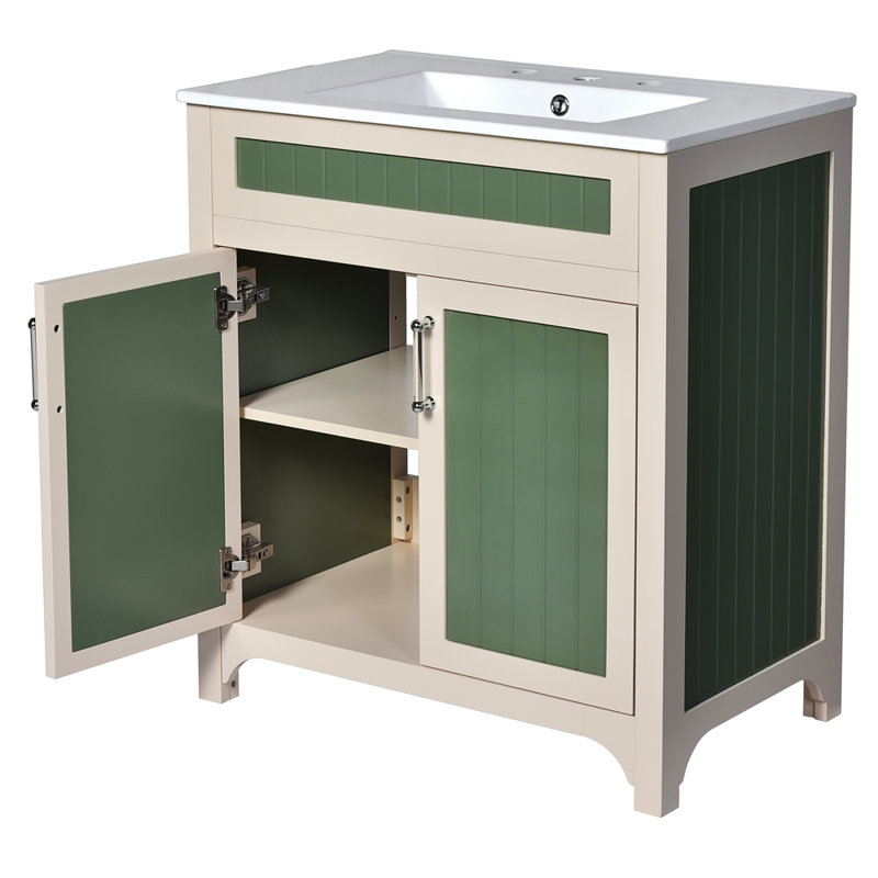 Meuble-lavabo de salle de bain avec lavabo en céramique