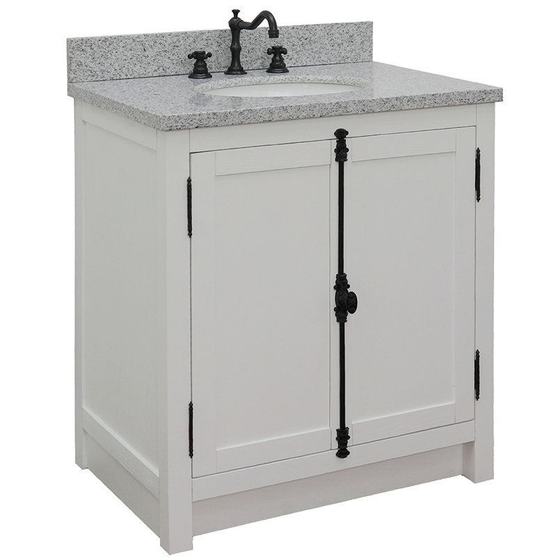 Zielke 31'' Single Bathroom Vanity with Top, Glacier Ash, Gray Granite