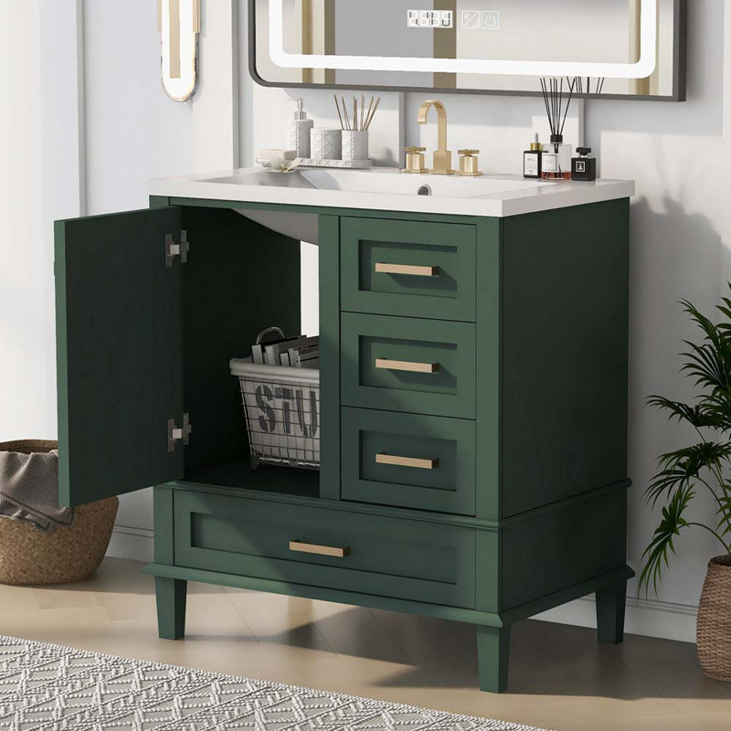 Ensemble de meuble-lavabo simple 18 po avec plateau élisajane, Vert