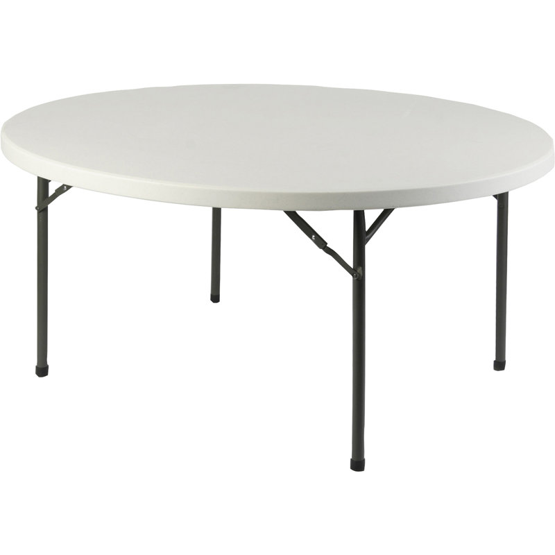 Table pliante en plastique Parker, H 29,25 po x L 60 po x l 60 po, Blanc/Noir