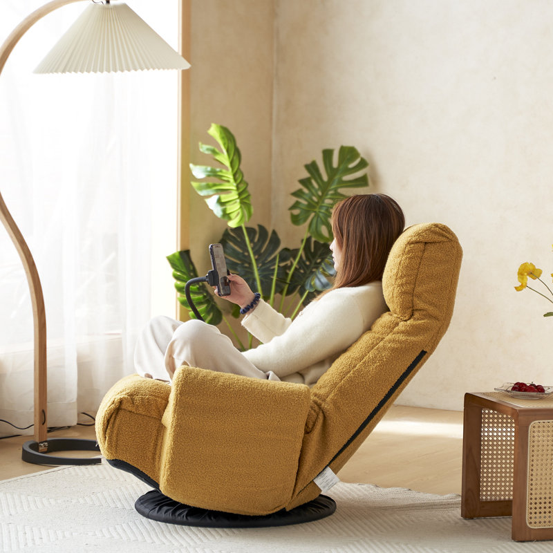 Trule Rocker Game Chair, Yellow Fabric, 34.74" H x 31.19" W x 43.39" D