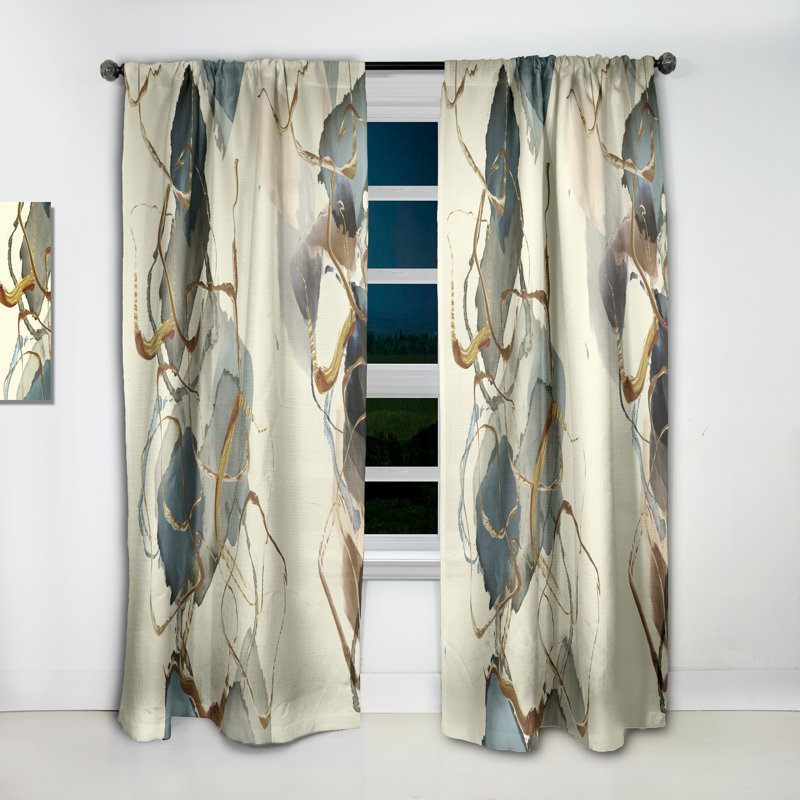 Gold Glam Squares VI - Abstract Glam Blackout Curtain Single Panel, 52" W x 108" L