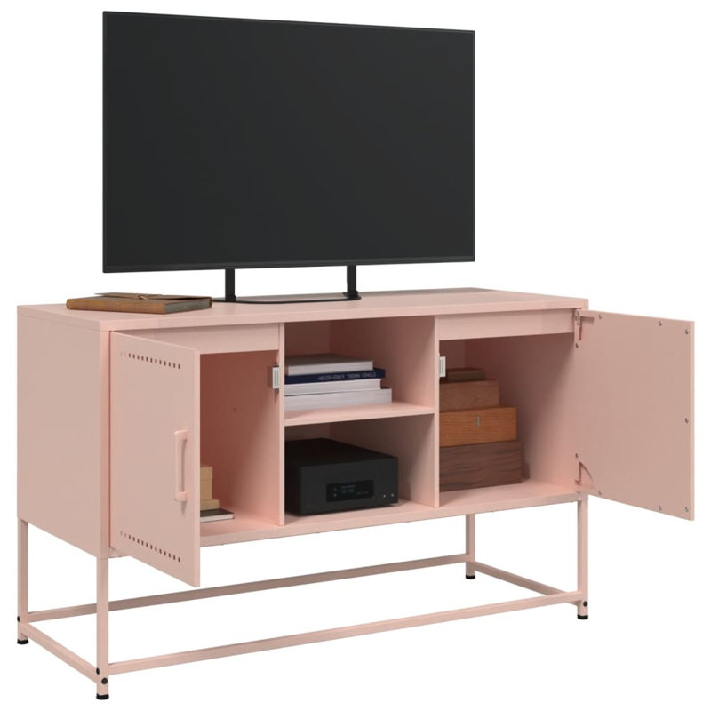 Unfinished Storage Cabinet with Fireplace Included, Antique pink and pink