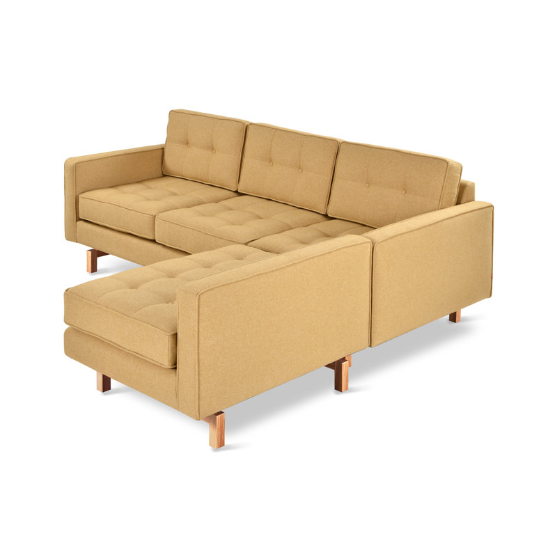 Canapé bi-modulaire Jane 2, Sergé de performance Stockholm Camel, Bois de frêne naturel