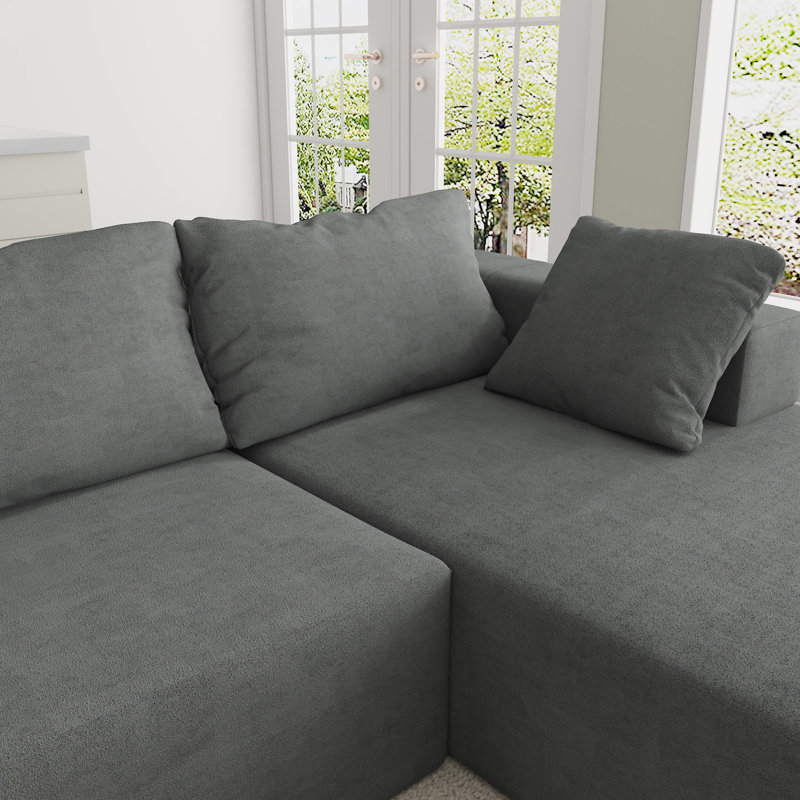 Modern Upholstered Sectional Sofa Couch Set, Gray Chenille