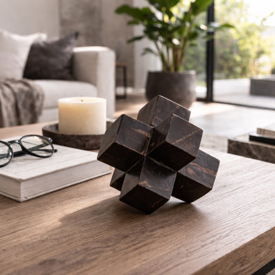 Figurine de sculpture moderne en bois pétrifié pour décoration d'intérieur - Décoration de salon ou tablette - 5 po