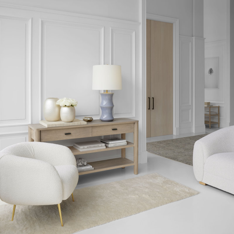 AERIN Marella Medium Table Lamp, Polar Blue Crackle, 33" H x 17.5" W x 17.5" D