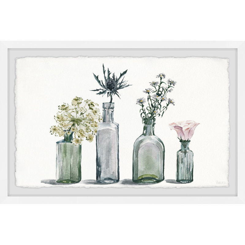 «Four Bottle Blooms», reproduction encadrée, H 12 po x l 18 po