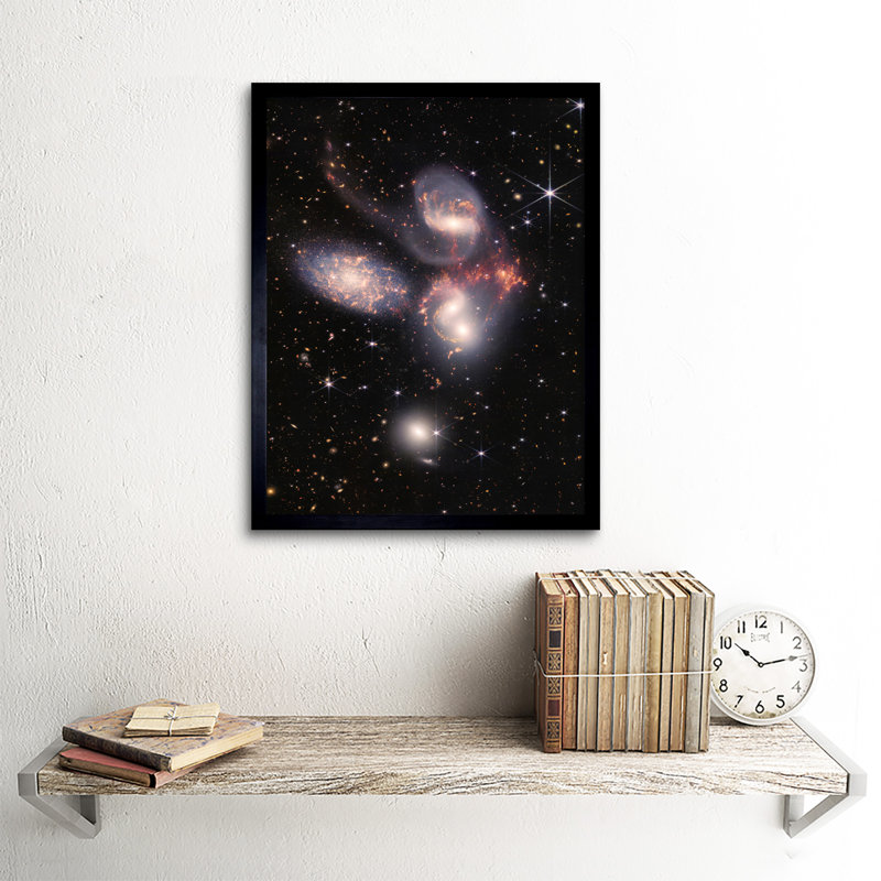 Stephans Quintet NIRCam And MIRI Composite Image Five Galaxies - Single Picture Frame Print
