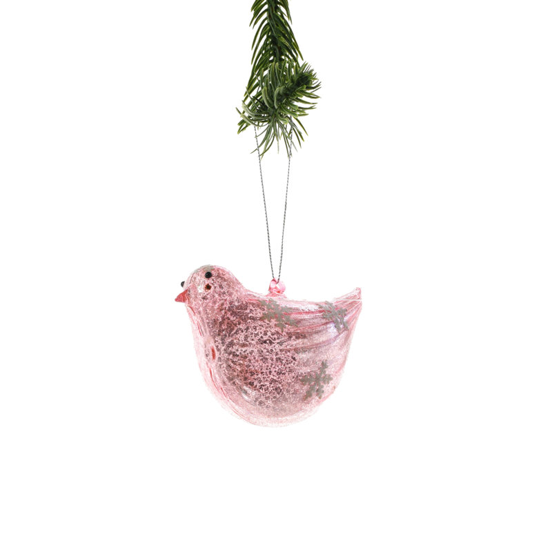 Ornement suspendu rose en forme d'oiseau (paquet de 3), Rose
