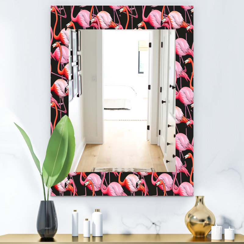 Miroir mural 3 éclectique flamant rose, H 39,4 po x l 29,5 po
