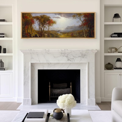 «Autumnal Serenity Landscape Sunset Over Wilderness», reproduction encadrée