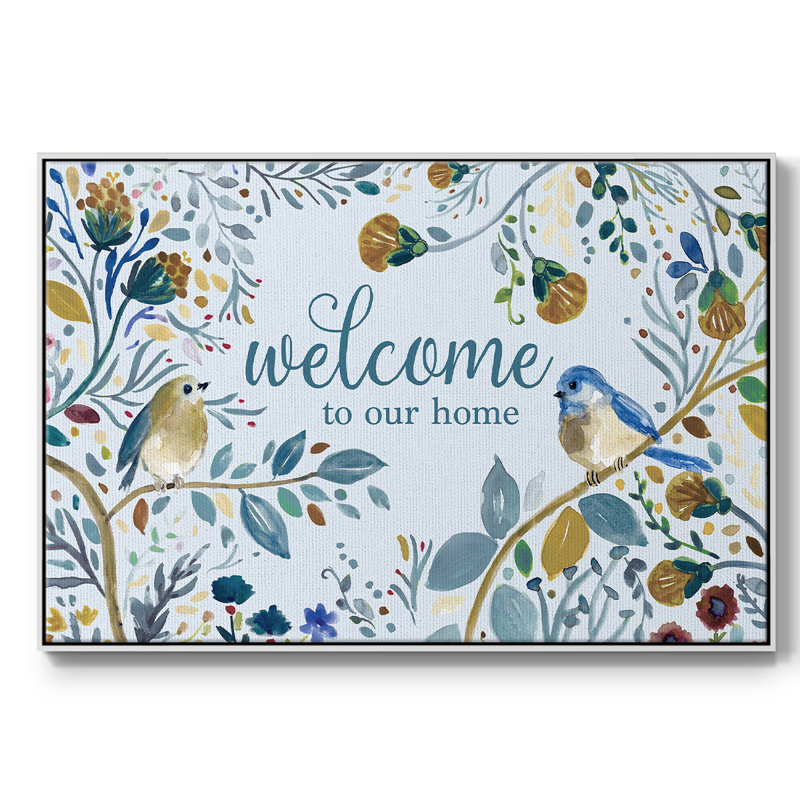 Welcome to our home, reproduction d'art sur toile, H 25 po x l 37 po x P 2 po, Blanc