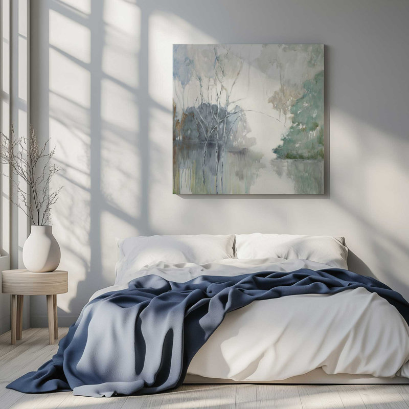 Impression de paysage aquatique tranquille,, H 12 po x l 12 po x P 1,25 po, Toile tendue, 1