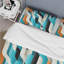 Ensemble de housse de couette en microfibre bleu et blanc-1876775454