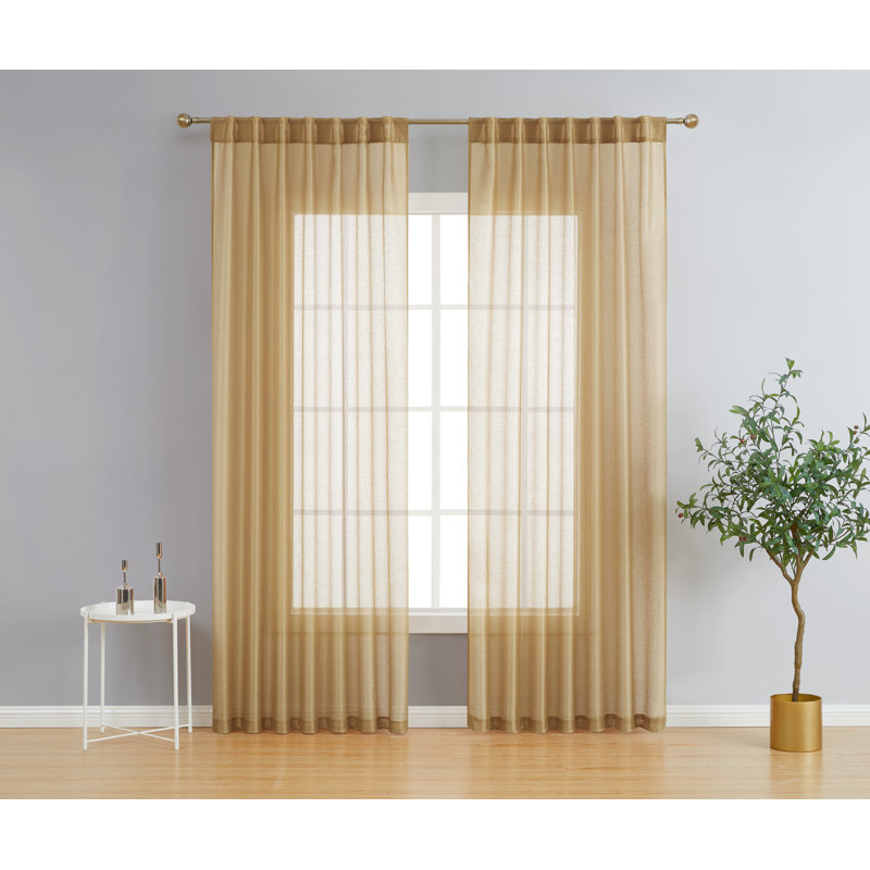 Lauren Semi Sheer Curtain Pair, 54" W x 96" L, Gold