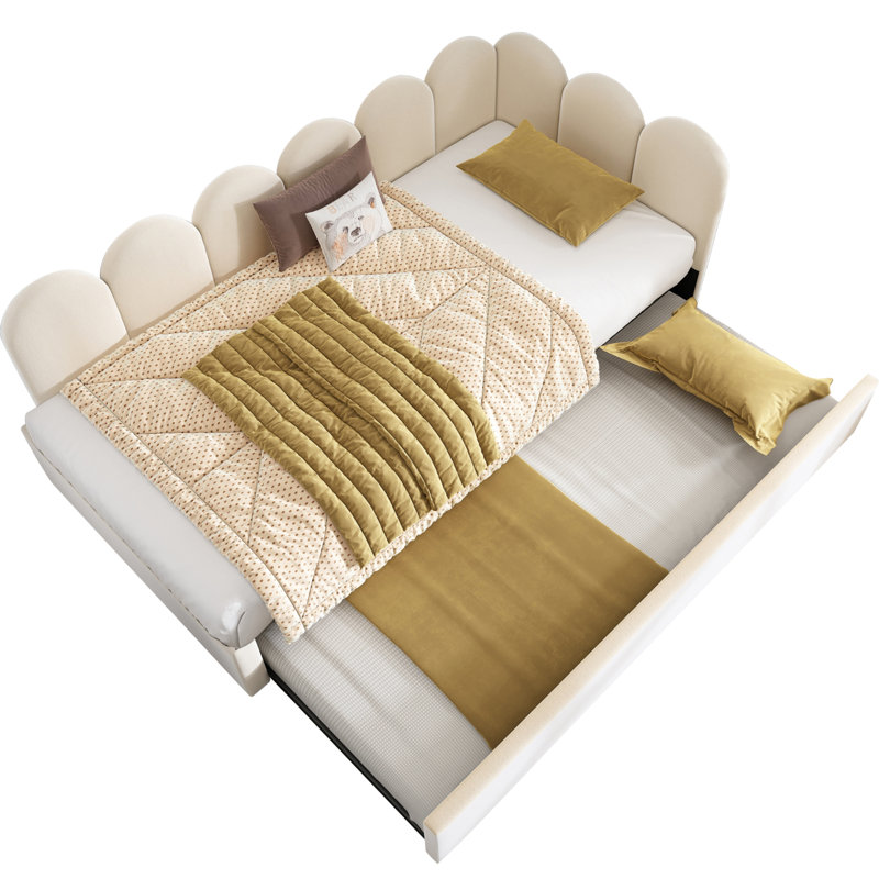 Lit de jour rembourré avec lit escamotable, Beige