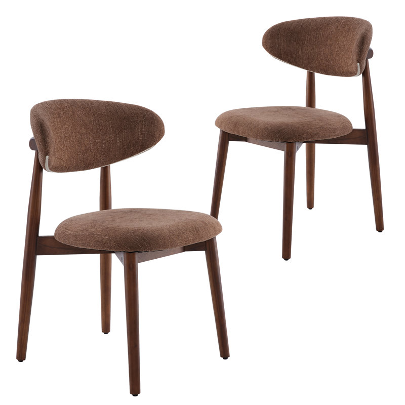 Upholstered Solid Wood Dining Chair, Brown